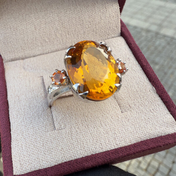 Stuchlík zlaty prsten s citrinem safiry a diamanty 025492