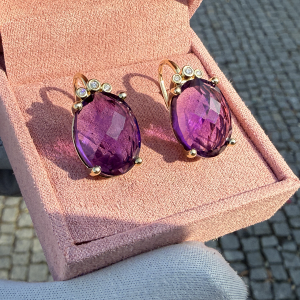 zlate ametystove nausnice 30410