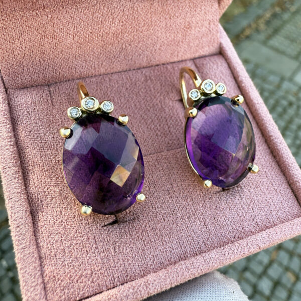zlate damske nausnice s ametysty 30410