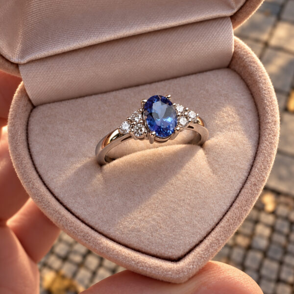 7094 zlaty prsten s diamanty a tanzanitem
