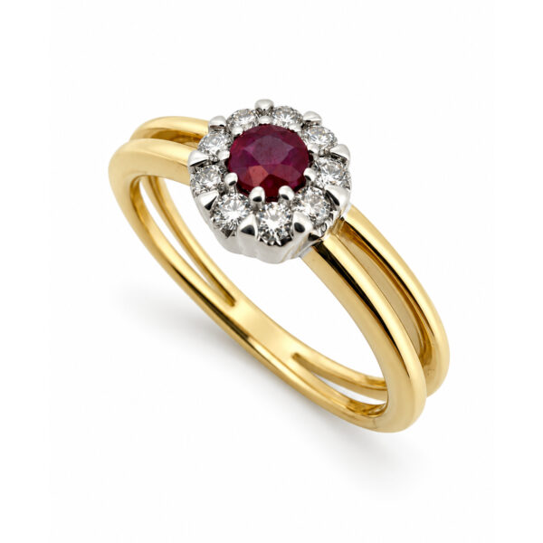 30266 zlaty prsten s rubinem a diamanty